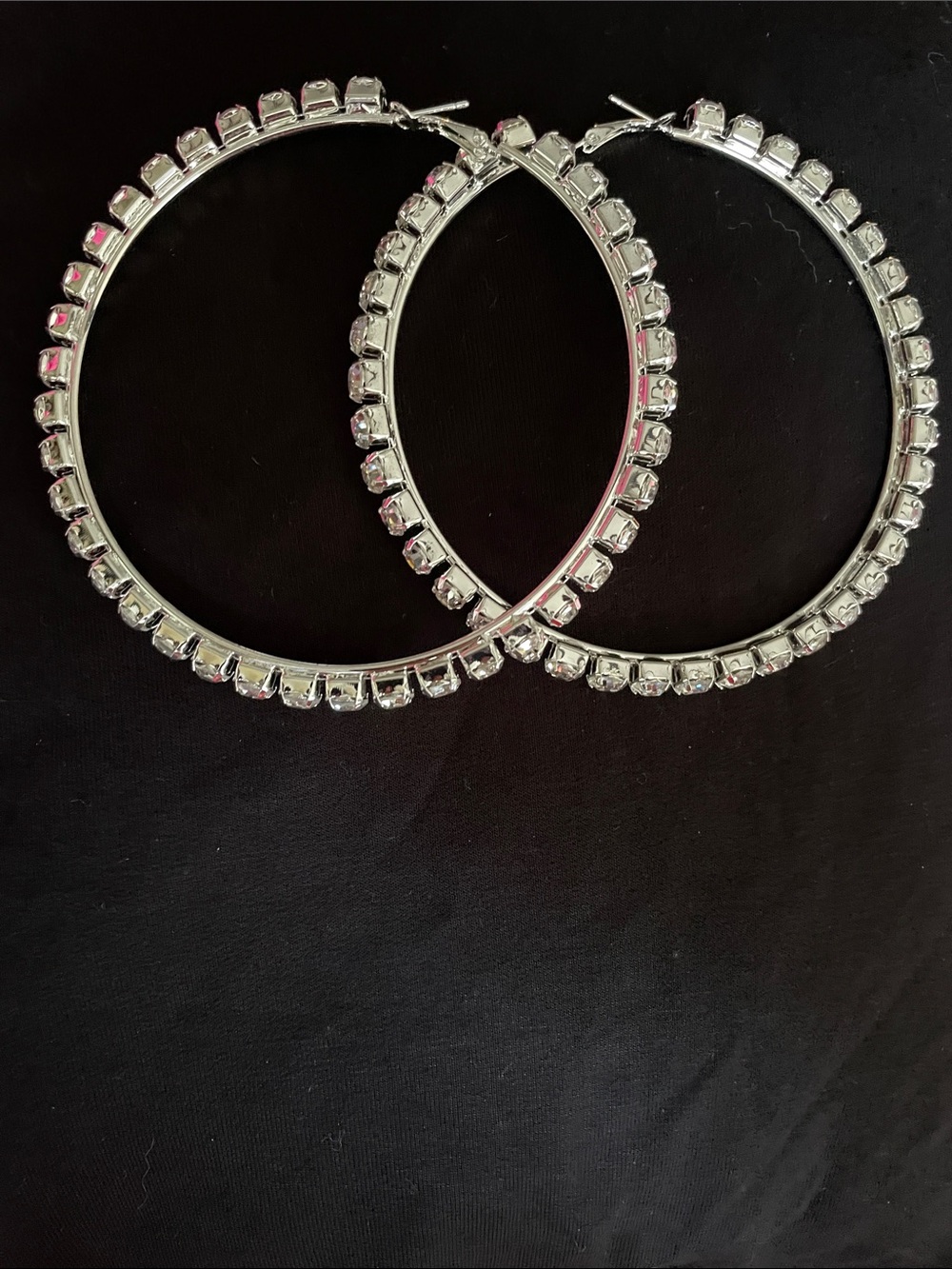 Crystal Hoop Earrings - Clear Silver-Tone Sparkle